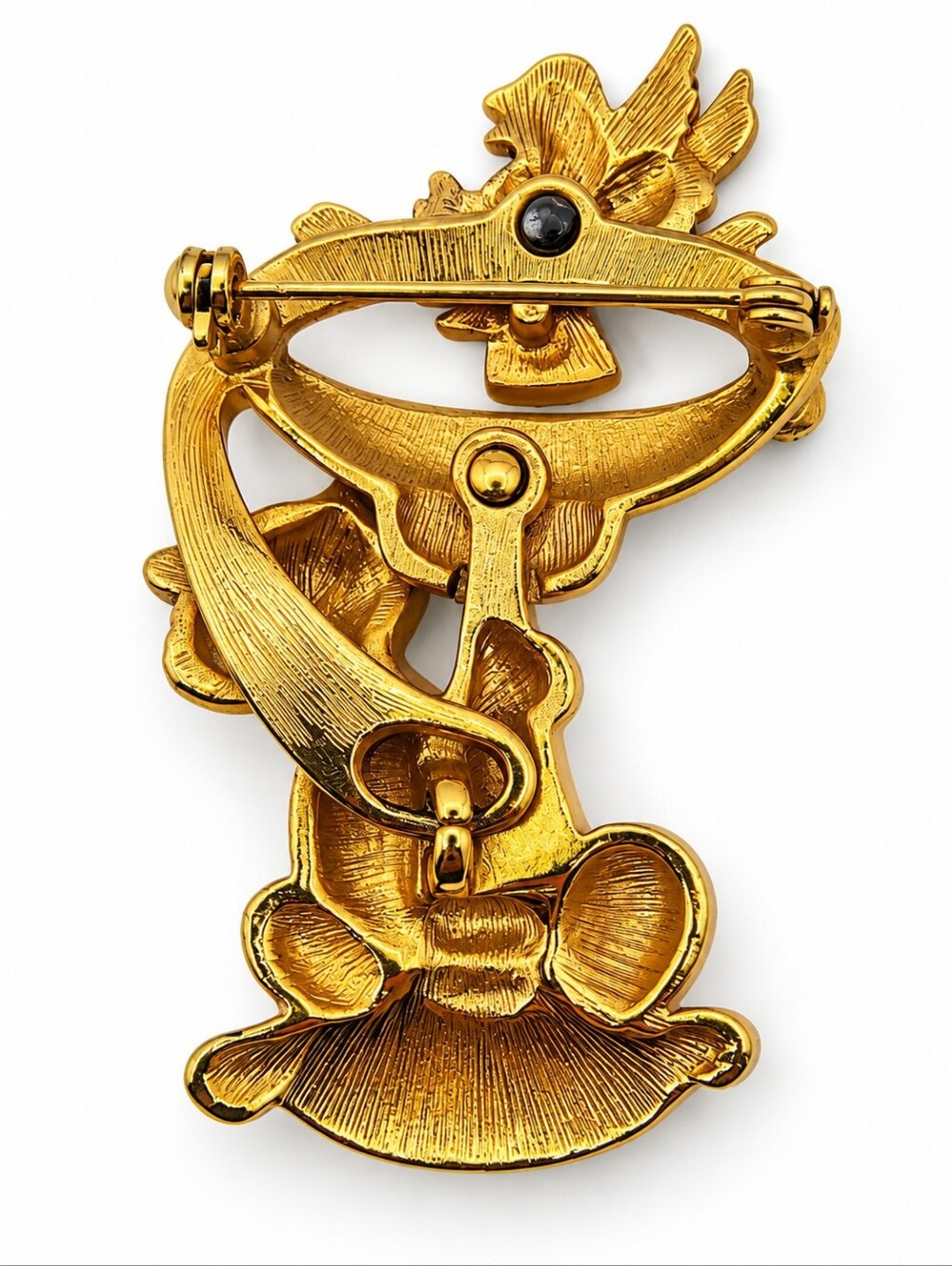 Vintage Gold Tone Articulating Cat & Bird Brooch โ 2.5" - Picture 3 of 3